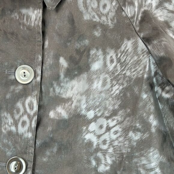 Via Spiga Coat Womens Sz L Silver Cheetah Leopard Animal Print Raincoat Trench - Picture 10 of 16